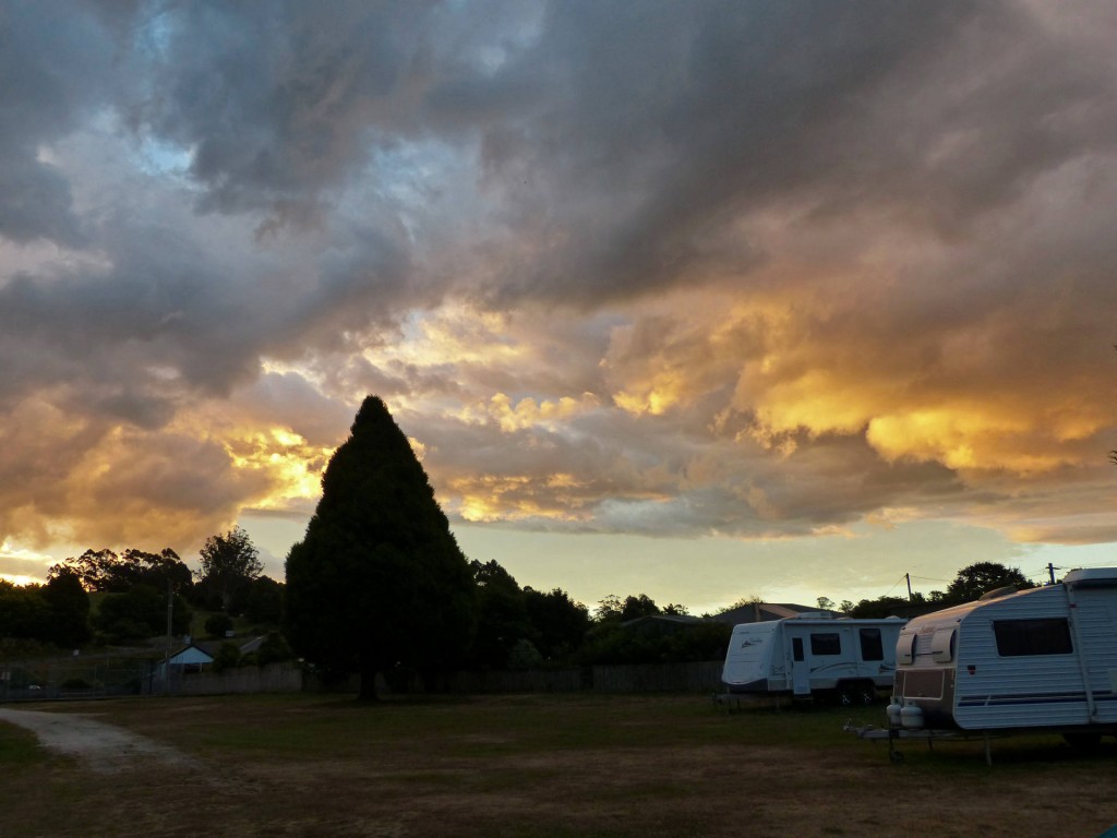 Sonnenuntergang in Branxholm, Tasmanien