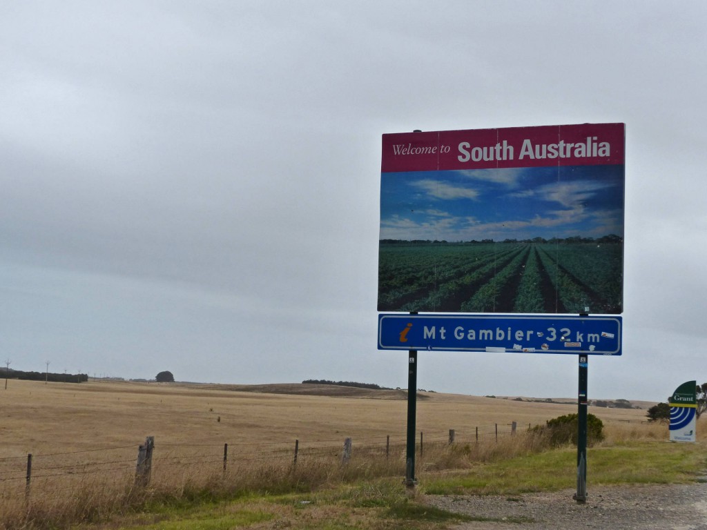 Straßenschild Willkommen in South Australia